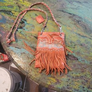 Small orange leather purse